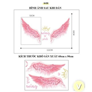 decal dán tường đôi cánh hồng