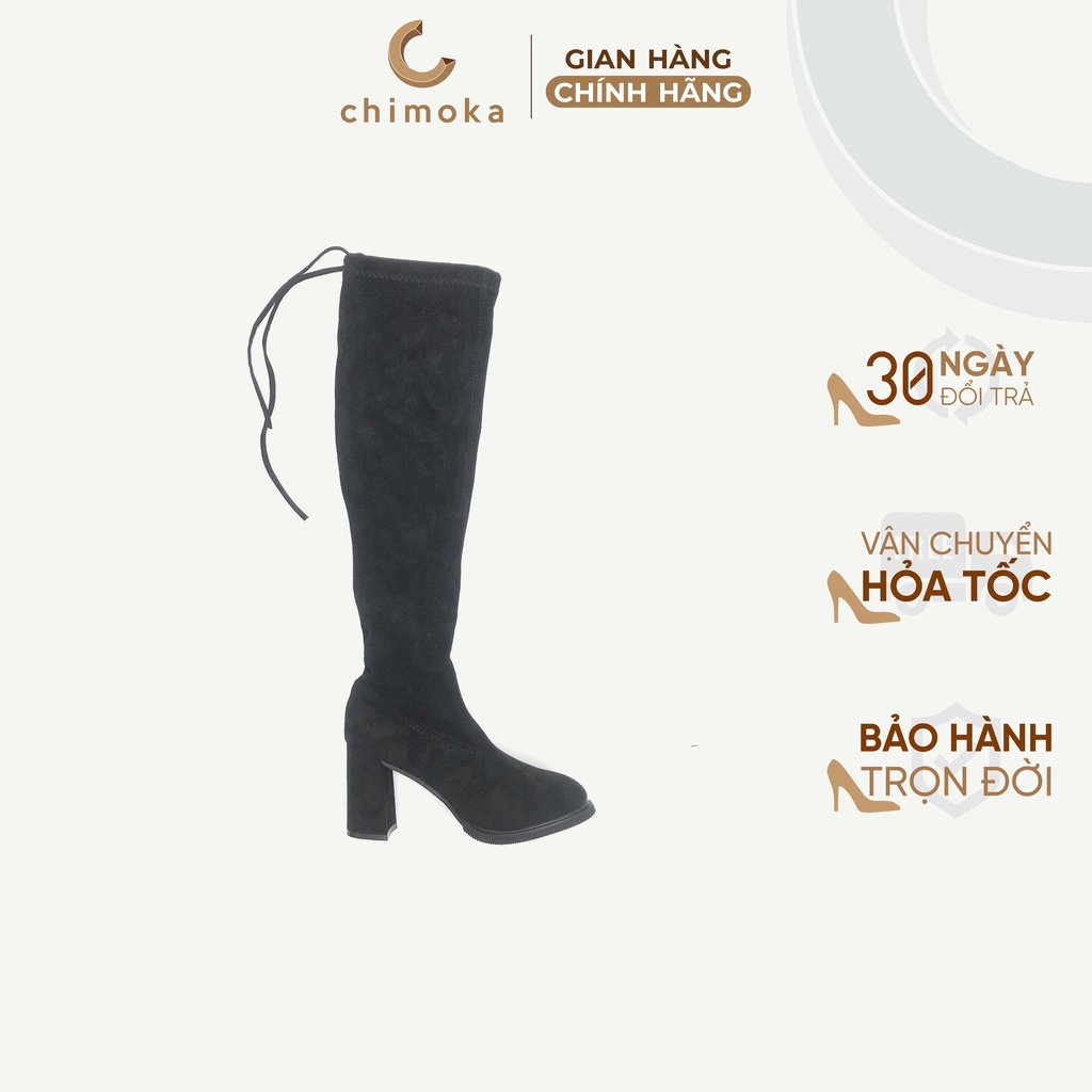 Giày Boot Đùi Nữ Cổ Chun CHIMOKA Gót Vuông 7 Phân Cao Cổ Lót Lông Hàng Hiệu Cao Cấp Đẹp Sang Trọng 6555