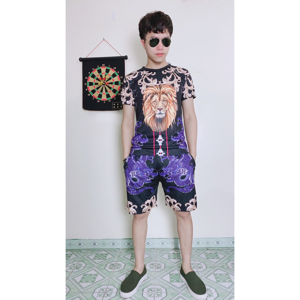 BỘ HÈ NAM IN 3D CAO CẤP ( đầu sư tử Xanh ) | BigBuy360 - bigbuy360.vn