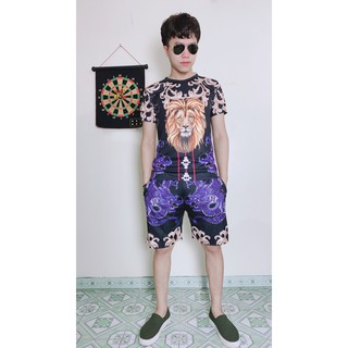 BỘ HÈ NAM IN 3D CAO CẤP ( đầu sư tử Xanh )