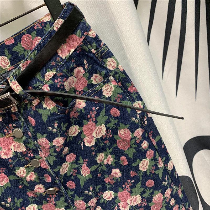 The store is on holiday  please chat with customer service! Chân váy jean Lưng Cao Dáng Ôm Co Giãn Họa Tiết Hoa Thời Trang Mùa Hè Phong Cách Châu Âu Cho Nữ