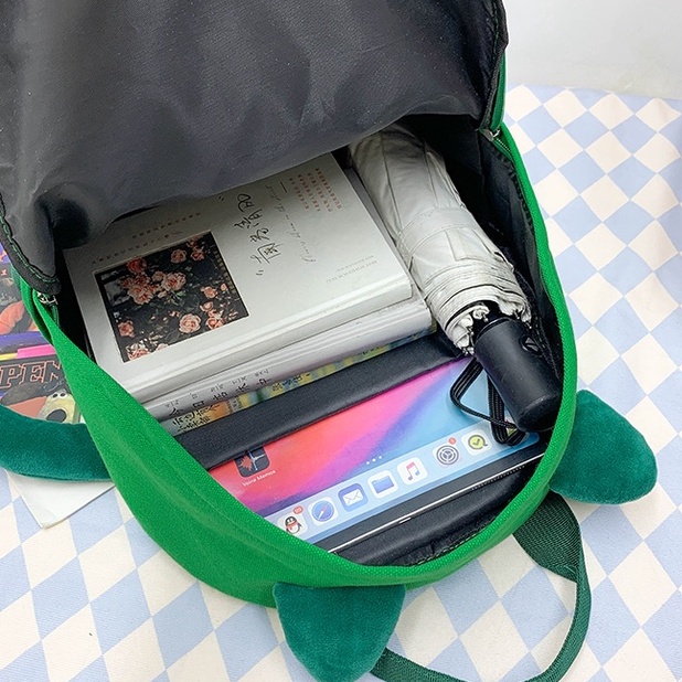 Ba Lô Đi Học Vải Canvas Đính Búp Bê Hoạt Hình Dễ Thương Cho Nữ