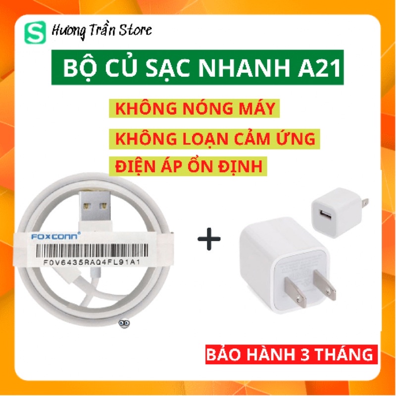 Củ sạc IPA21 main đen 5V 1A Điện Áp Ổn k Loạn Cảm Ứng,Không Nóng Máy,Dây Cáp Sạc foxcom 5ic Chân