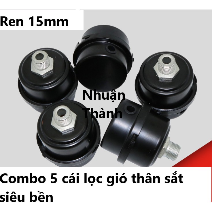 Lọc gió máy nén khí hợp kim có màng lọc cao cấp ren 15mm/ Lọc gió máy nén khí không dầu giảm âm