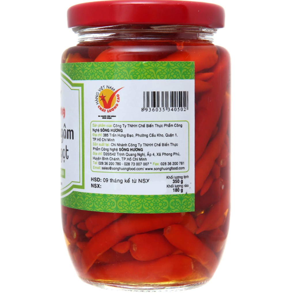 Combo 1 Hũ Tỏi Ngâm Chua Ngọt 370g + 1 Hũ Ớt Trái Ngâm Chua Ngọt 350g Sông Hương Foods