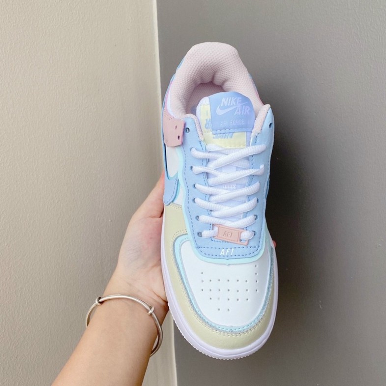 Giày Af1 Shadow màu Pastel trắng vàng xanh dương hồng | BigBuy360 - bigbuy360.vn