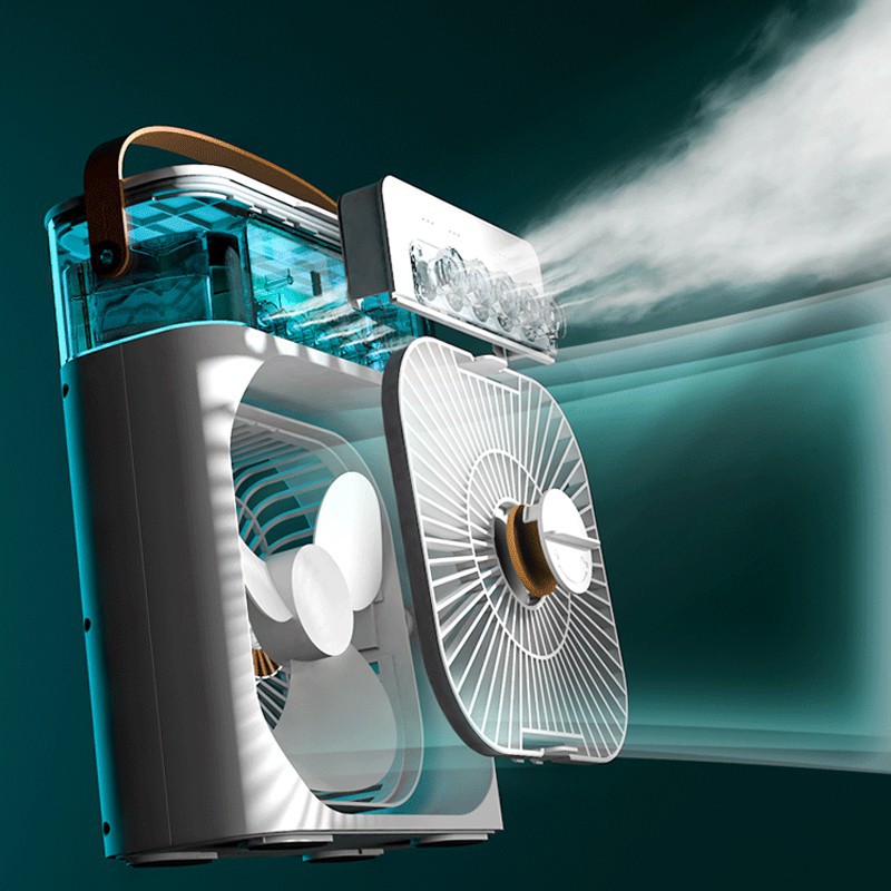Quạt phun sương để bàn cỡ lớn có hẹn giờ, đèn led 7 màu - Điều hòa hơi nước để bàn 3 chế độ phun sương làm mát | BigBuy360 - bigbuy360.vn