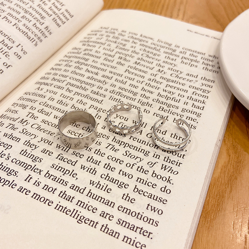 Bộ 3 nhẫn thiết kế hở có thể điều chỉnh phong cách thời trang Hàn Quốc