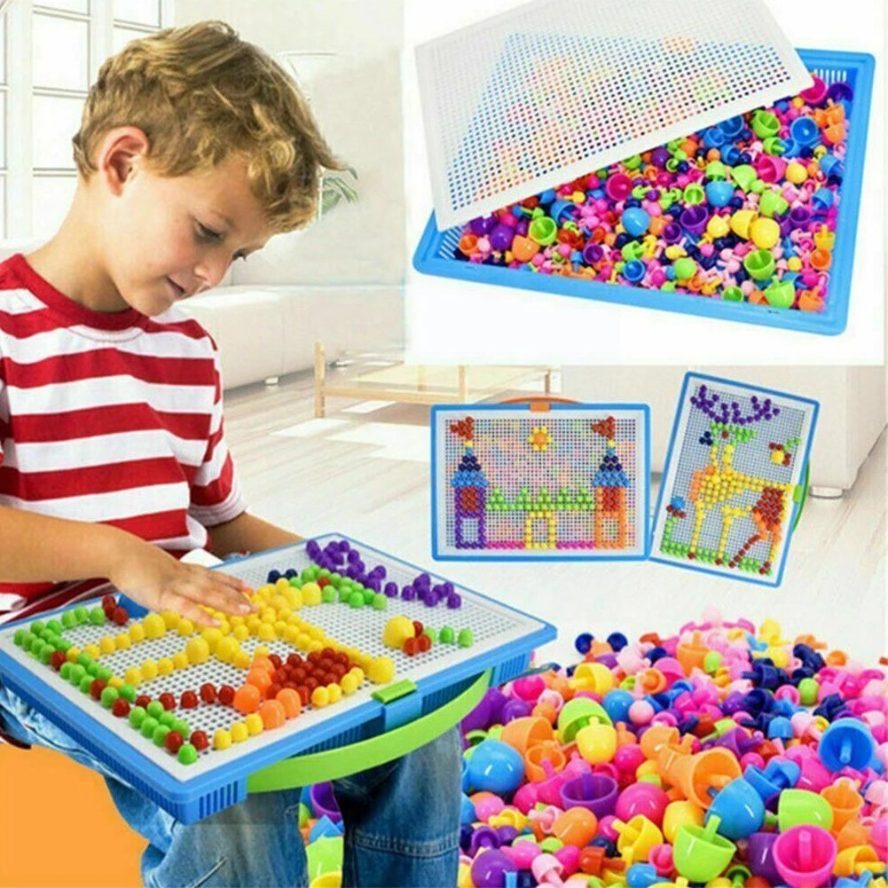 Set 296 Hạt Nhựa Hình Nấm 3D Tự Xếp Hình Sáng Tạo Cho Bé