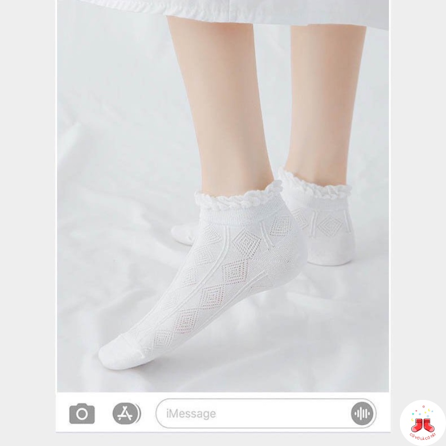 Tất cổ ngắn chất liệu cotton co giãn e chiều, set 5 đôi tất vớ nữ Hàn Quốc