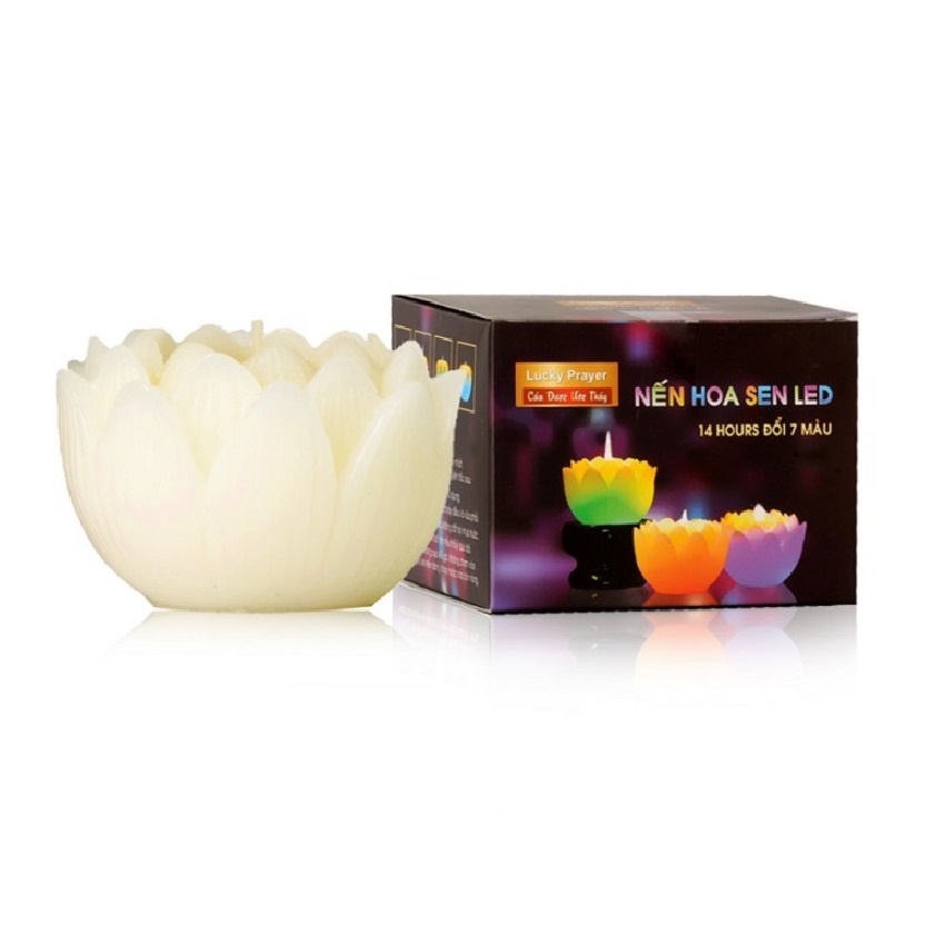 Nến thơm hoa sen đổi màu đèn LED Miss Candle FTRAMART MIC5289 (Vàng nhạt)