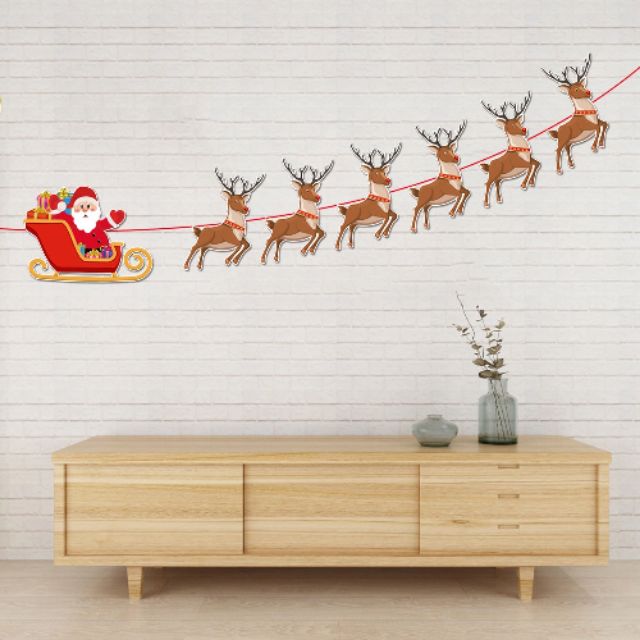 Trang trí noel cờ treo noel xe tuần lộc mẫu L42