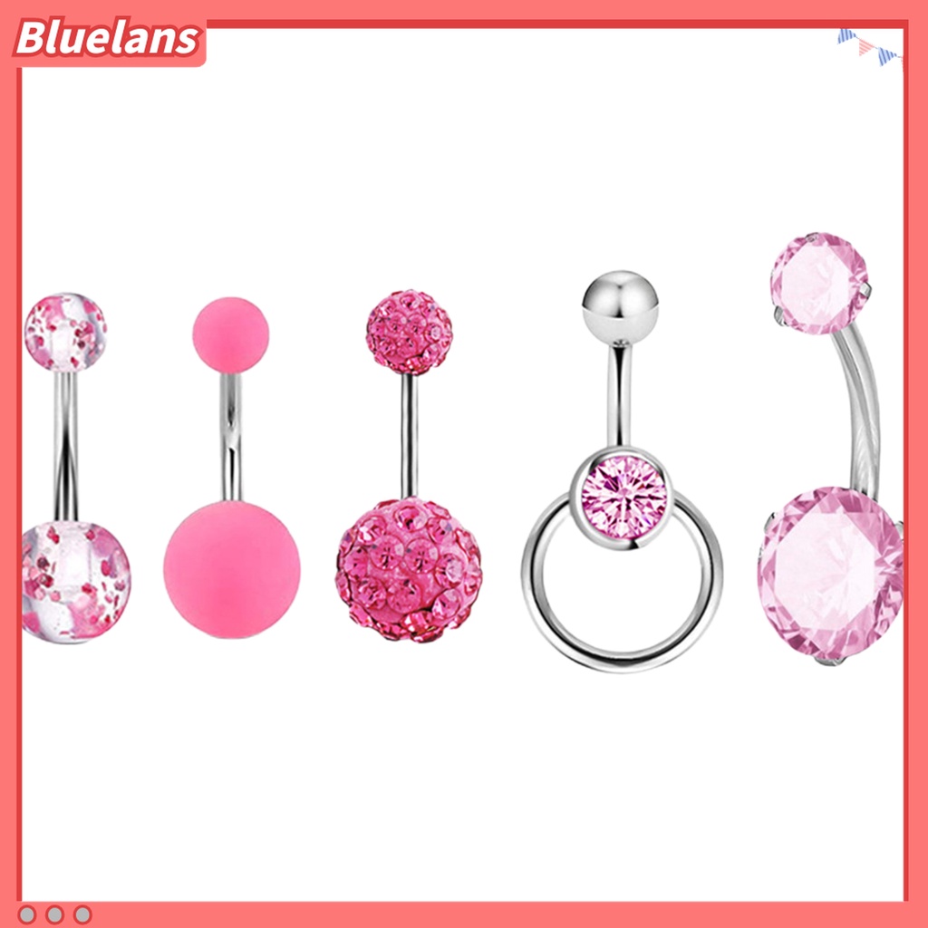 Set 5 Khuyên Rốn Đính Đá Thời Trang Cho Nữ