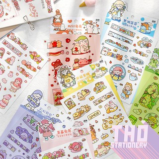 Sticker cute set 6 tấm hình dán dễ thương miếng dán công chúa trang trí sổ planner bullet journal dụng cụ dán BUB RABBIT
