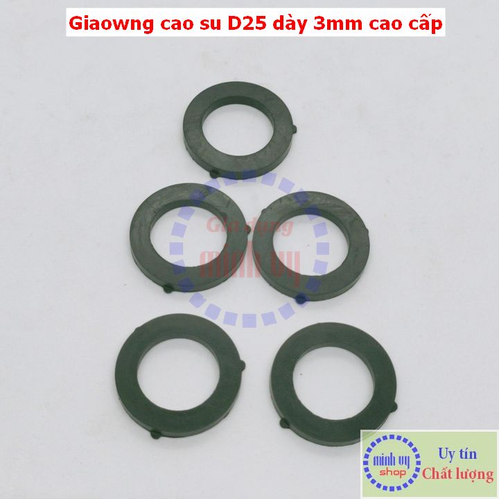 Combo 5 cái - Gioăng đệm cao su đen D25 dày 3mm - ron đệm cao su