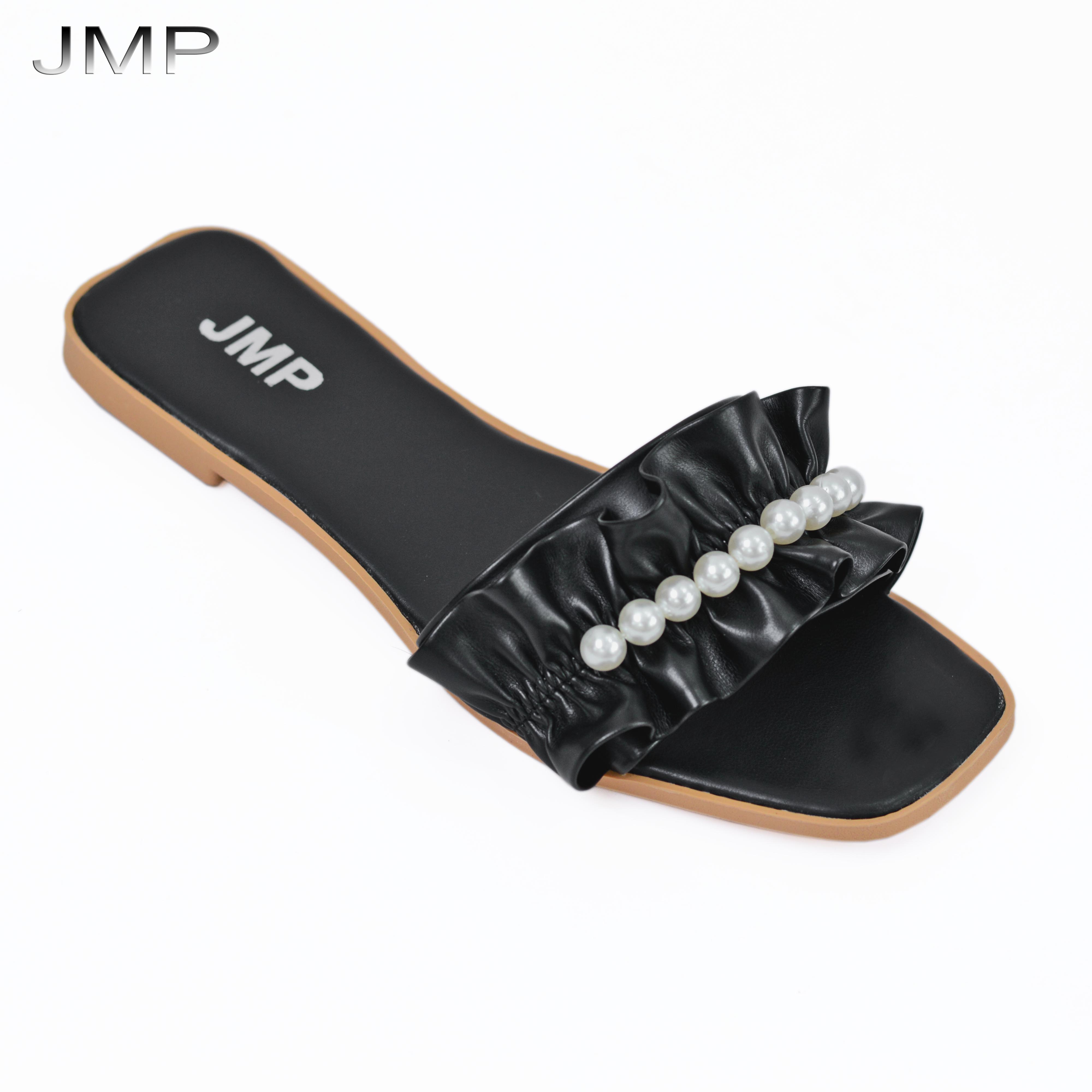 JMP - Dép Thời Trang Quai Ngang Đính Hạt Châu Cao 1CM- DE47