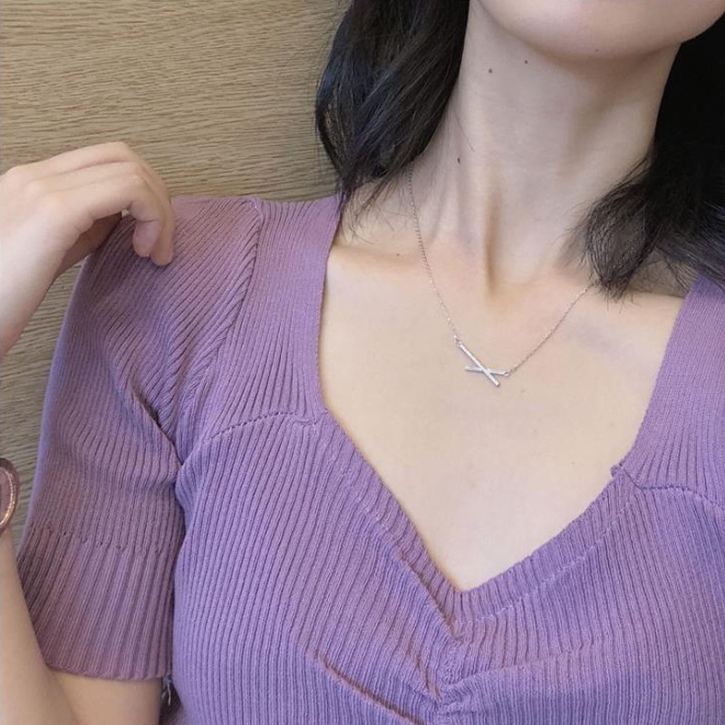 Dây chuyền mặt hình chữ X đính kim cương nhân tạo sang trọng