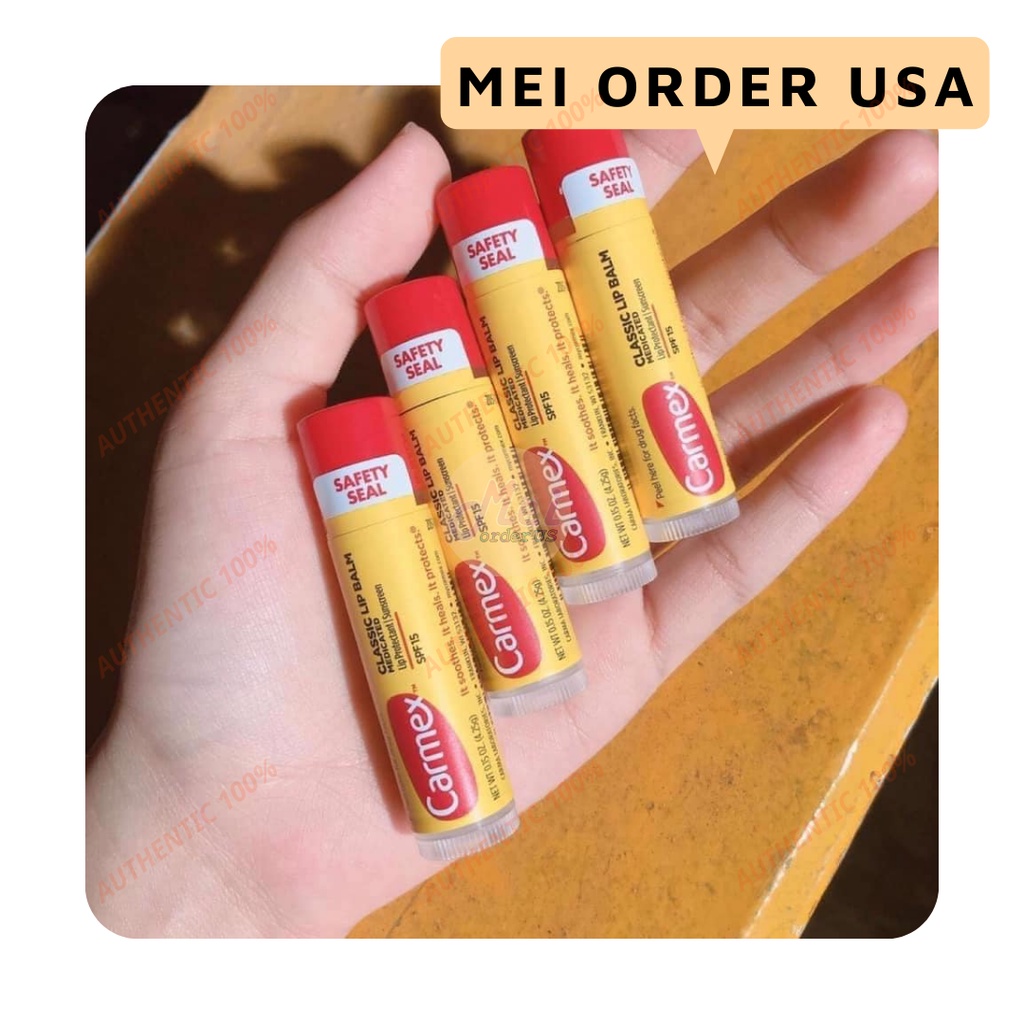 Son Dưỡng Môi Carmex Camex Lip Balm Thỏi Không Mùi SPF 15 Có Chống Nắng