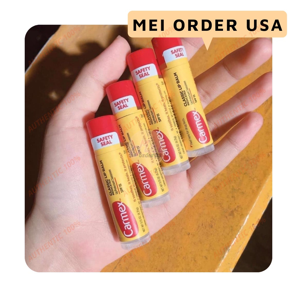 [HÀNG MỸ] Son Dưỡng Môi Carmex Camex Lip Balm Thỏi Không Mùi SPF 15 Có