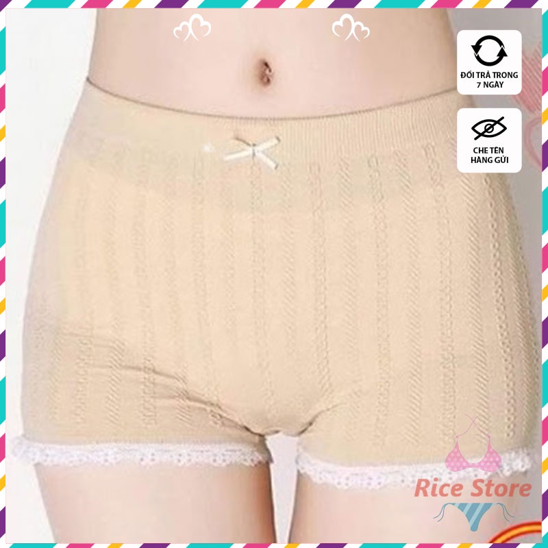 quần mặc trong váy cạp cao quyến rũ RICESTORE lót nữ cotton đùi viền ren bigsize gợi cảm hàng quảng châu QL001