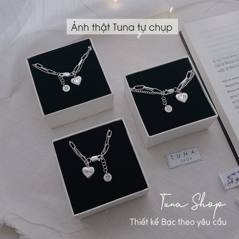 Lắc tay Bạc nữ thiết kế, Vòng tay 𝐊𝐡𝐚̆́𝐜 𝐜𝐡𝐮̛̃ 𝐯𝐚̀ 𝐥𝐚̀𝐦 𝐬𝐢𝐳𝐞 𝐭𝐡𝐞𝐨 𝐲𝐞̂𝐮 𝐜𝐚̂̀𝐮- 𝐀̉𝐧𝐡 𝐭𝐡𝐚̣̂𝐭 Cam kết chuẩn Bạc TUNASILVER