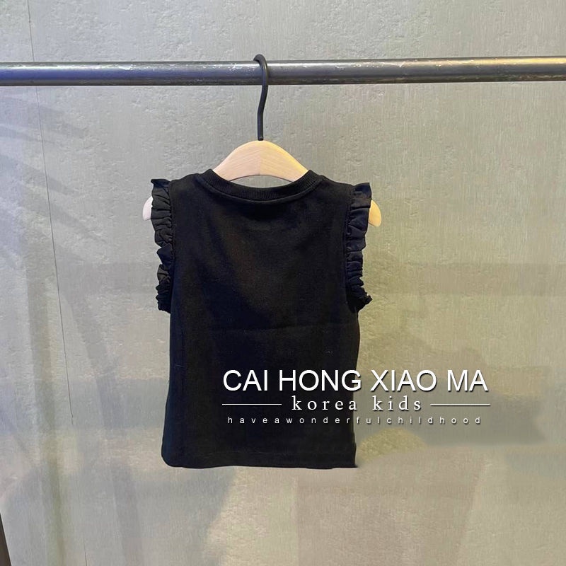 Áo Sát Nách Cổ Tròn Phối Ren Thời Trang Mùa Hè Hàn Quốc 2022 Cho Bé Gái