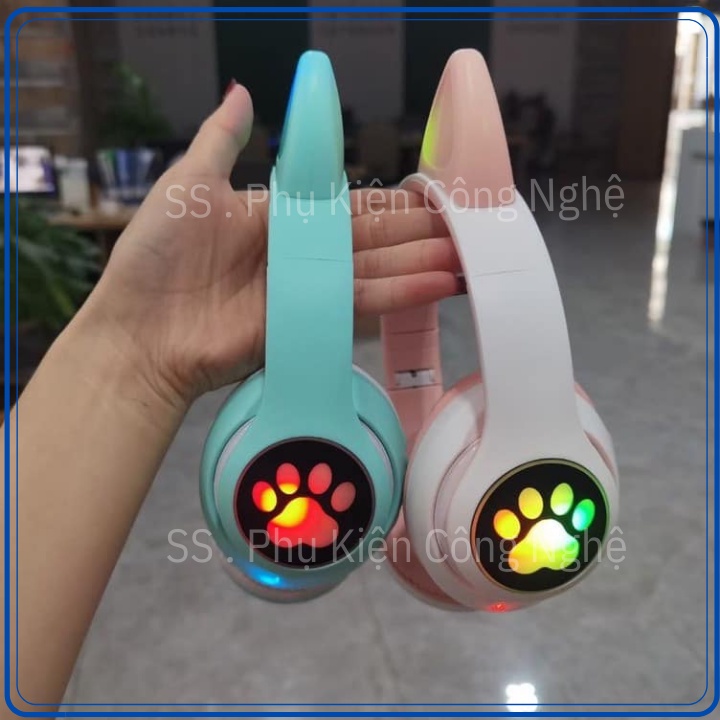 Tai nghe mèo bluetooth ,tai nghe chụp tai,headphone  có mic âm bass hay mạnh  sử dụng được 10h  bảo hành 6 tháng