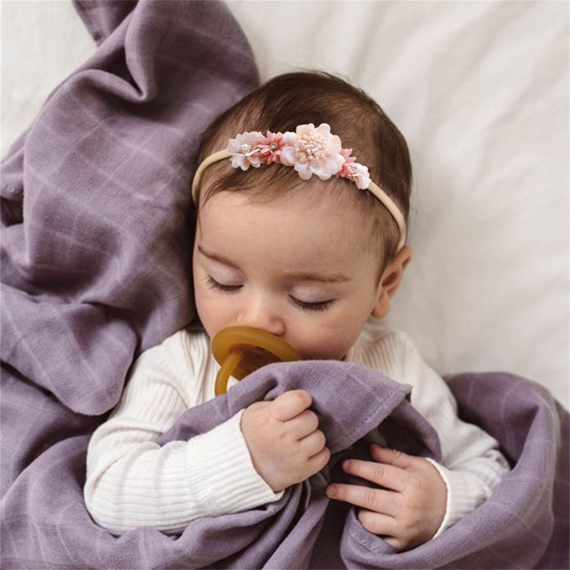 ✿ Băng Đô Đính Hoa Nhân Tạo Xinh Xắn Cho Bé Gái Sơ Sinh Chụp Ảnh