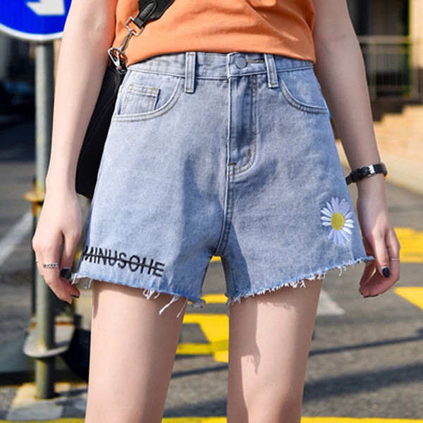 Joanna M️Women Daisy Pattern Shorts Jeans Summer Hot Sexy Pant Korean Loose Jeans