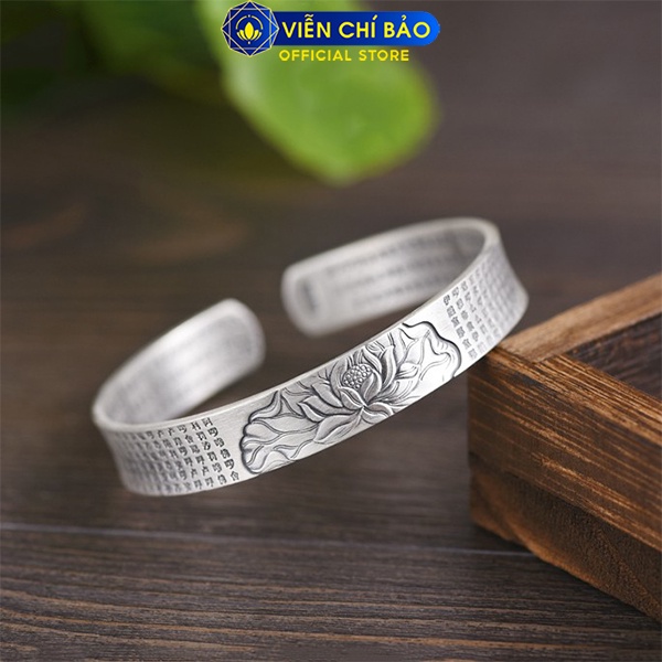 Kiềng tay bạc nữ Liên hoa thủy chi khắc chú đại bi bạc Thái thời trang phụ kiện trang sức nữ Viễn Chí Bảo L000263