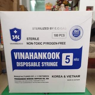Bơm tiêm 5mlcc Vinahankook (Hộp 100 xi lanh)