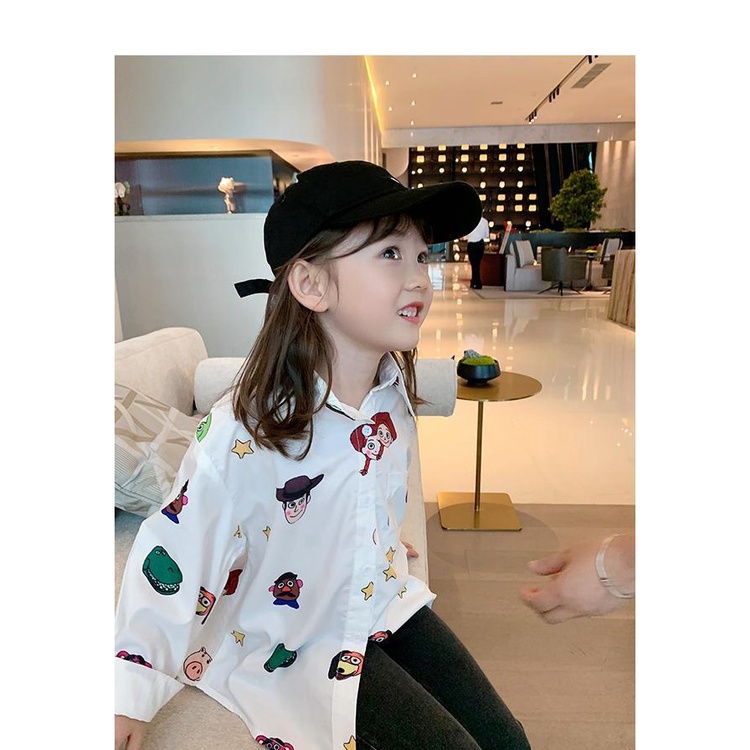 Áo sơ mi tay dài in họa tiết thời trang mùa thu cho bé gái