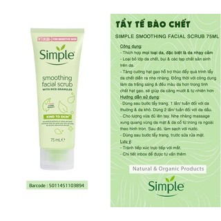 Tẩy Tế Bào Chết Simple Kind to Skin Smoothing Facial Scrub 75ml