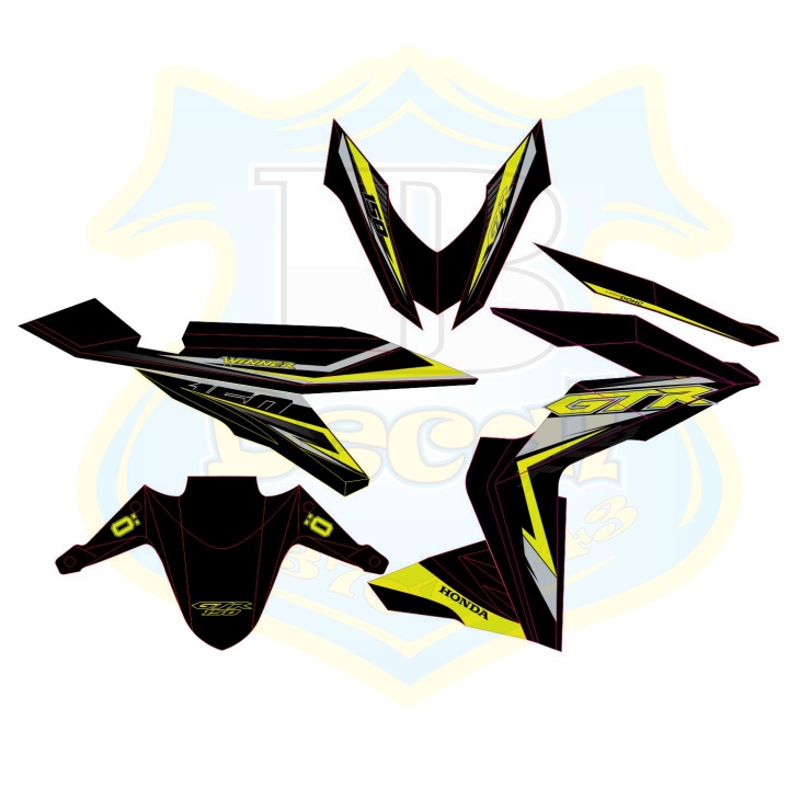 ( Quí khách vui lòng mang ra tiệm cho thợ dán ) Tem winner GTR xanh đen