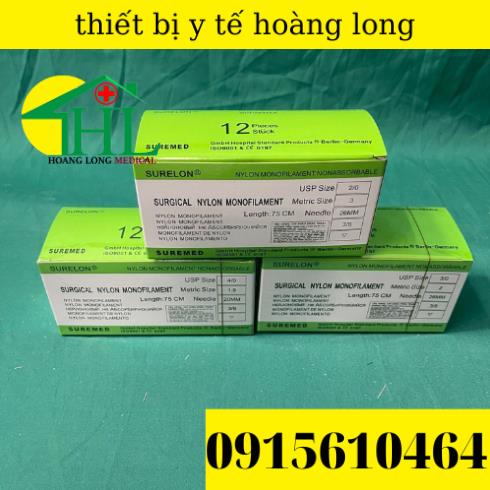 chỉ nylon size từ số 2/0 đến 5/0 hộp 12 sợi