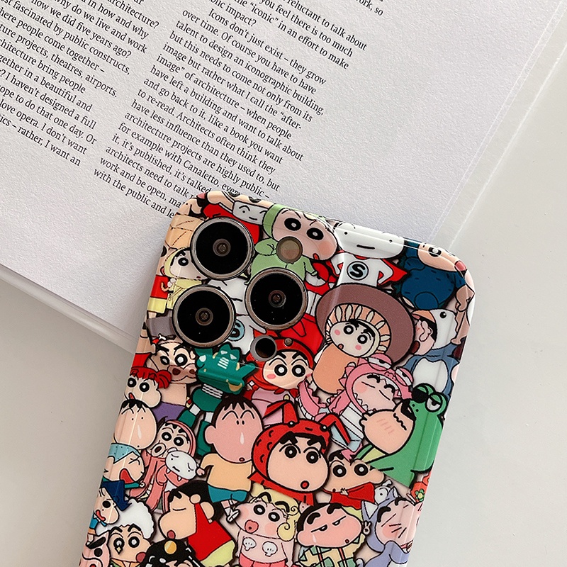 Ốp Điện Thoại Bề Mặt Nhám In Hình Cậu Bé Bút Chì Shin Chan Thời Trang Cho iPhone 7 8 Plus X XS XR 11 12 13 14 Pro Max Plus