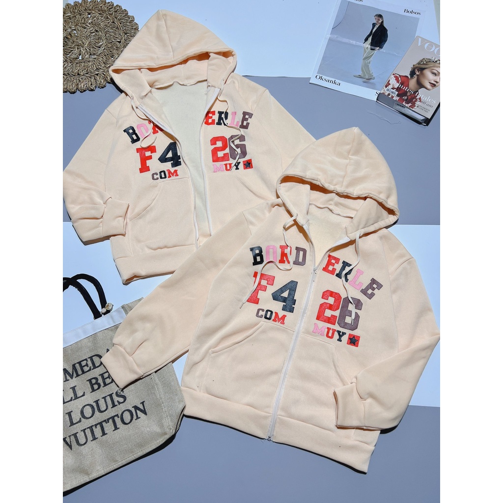 Áo Khoác Nỉ Nữ F426 Mũ 2 Lớp Áo Hoodie Nỉ Form Rộng Tay Bồng Khóa Kéo