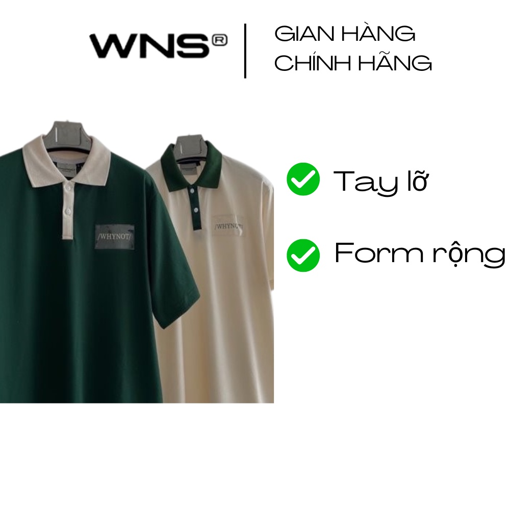 Áo thun polo Plastic WNS chính hãng, tay ngắn, form rộng Xanh/Vàng S/M/L/XL