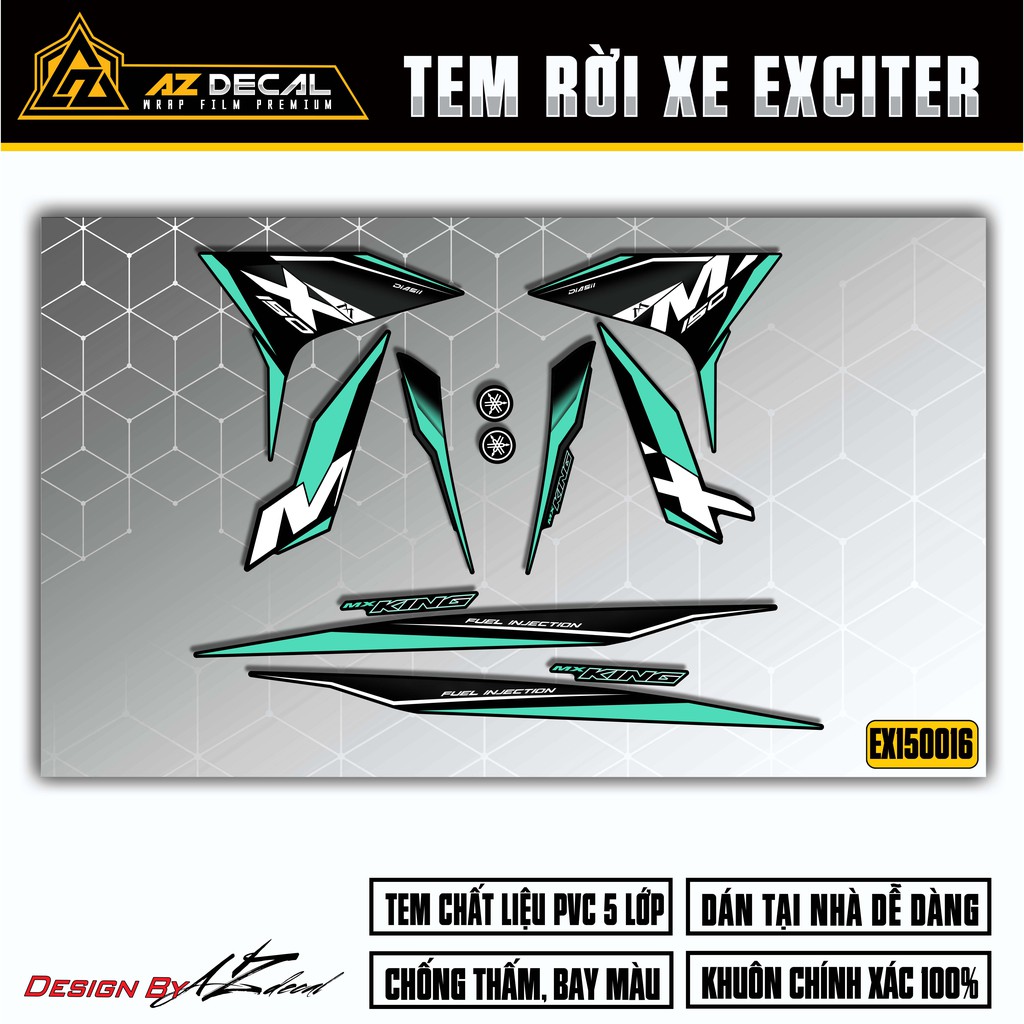 Tem Xe Exciter 150 Mẫu MX KING 02 | EX15016 | Tem Rời Ex 150 Chất Liệu Decal Cao Cấp Dán Tại Nhà