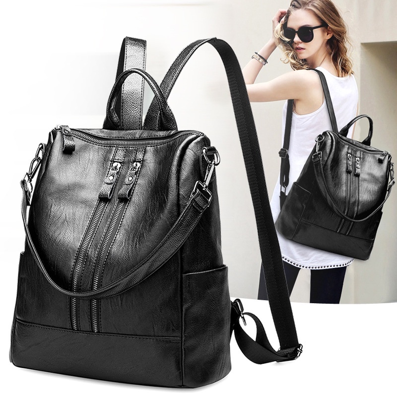 Balo nữ thời trang dáng đẹp chất liệu da mềm kiểu dáng 2 khóa