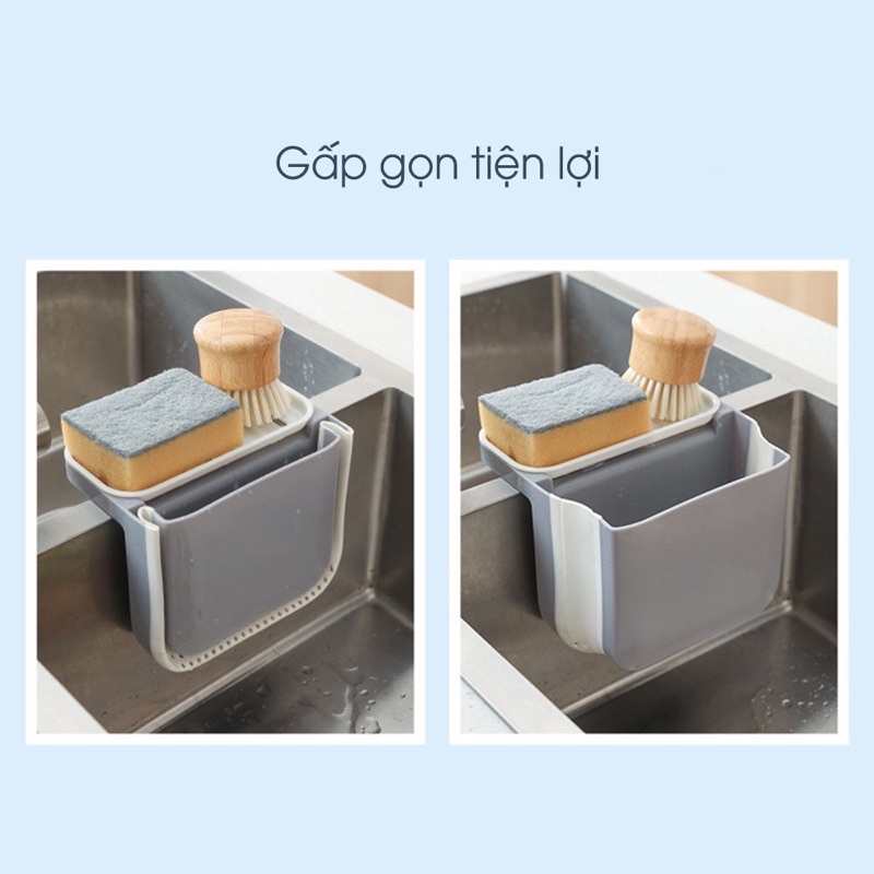 Thùng lọc rác gắn bồn rửa bát gấp gọn kèm khay để giẻ lau 2in1 - Rổ lọc rác gắn bồn rửa chén bỏ thức ăn thừa đa năng