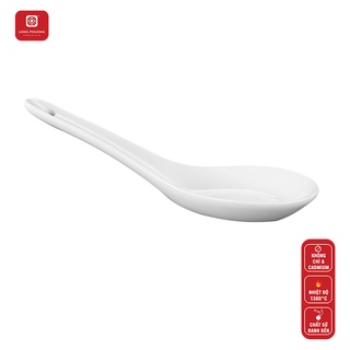 Thìa sứ trắng có lỗ Long Phương cao cấp dùng ăn soup cá nhân