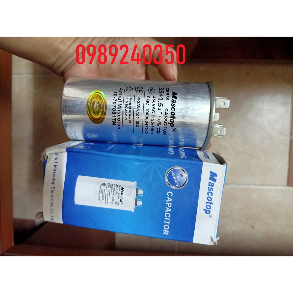 Tụ khởi động lốc điều hoà LG 35+1,5uf 3 chân (loại tốt)