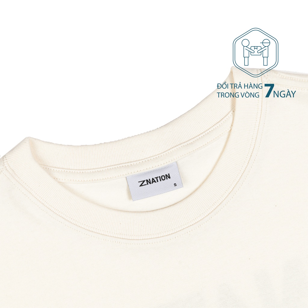 Áo Thun ZNATION Supre Tee Unisex Oversize Màu Be