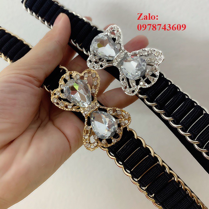Đai váy nịt đầm nơ đá kết 1.5cm