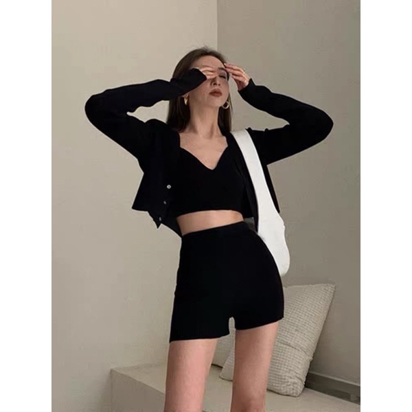 Quần Short Biker - Dáng ngắn Thun gân