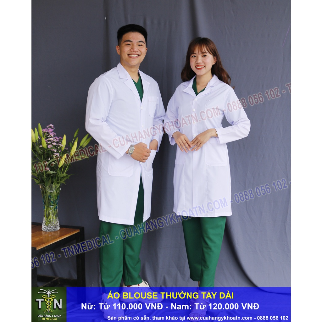 Áo Blouse  Vải Thường Cho Bác Sĩ, Dược Sĩ, Xét Nghiệm - Thương Hiệu TN Medical