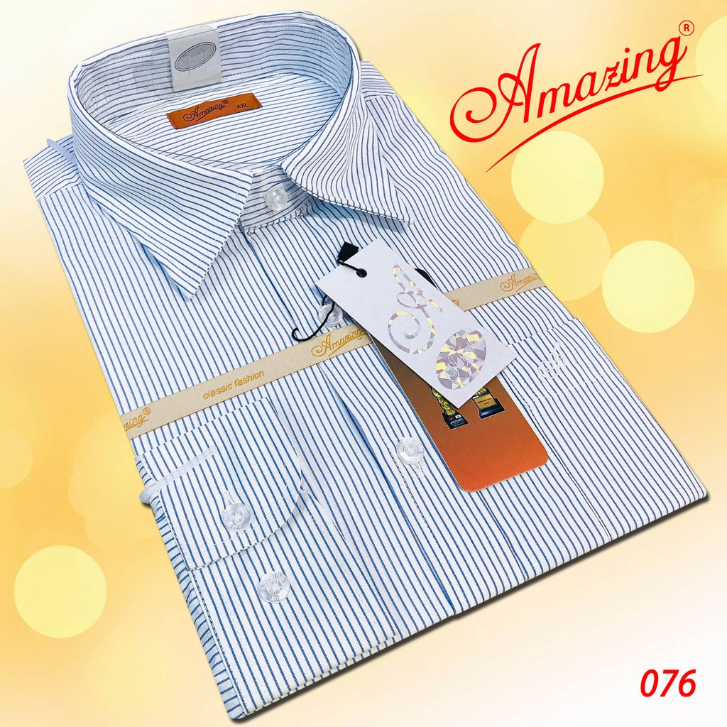 Áo sơ mi sọc tay dài Amazing, kẻ caro thanh lịch, form regular, vạt bầu, chất liệu nhập khẩu từ India | BigBuy360 - bigbuy360.vn
