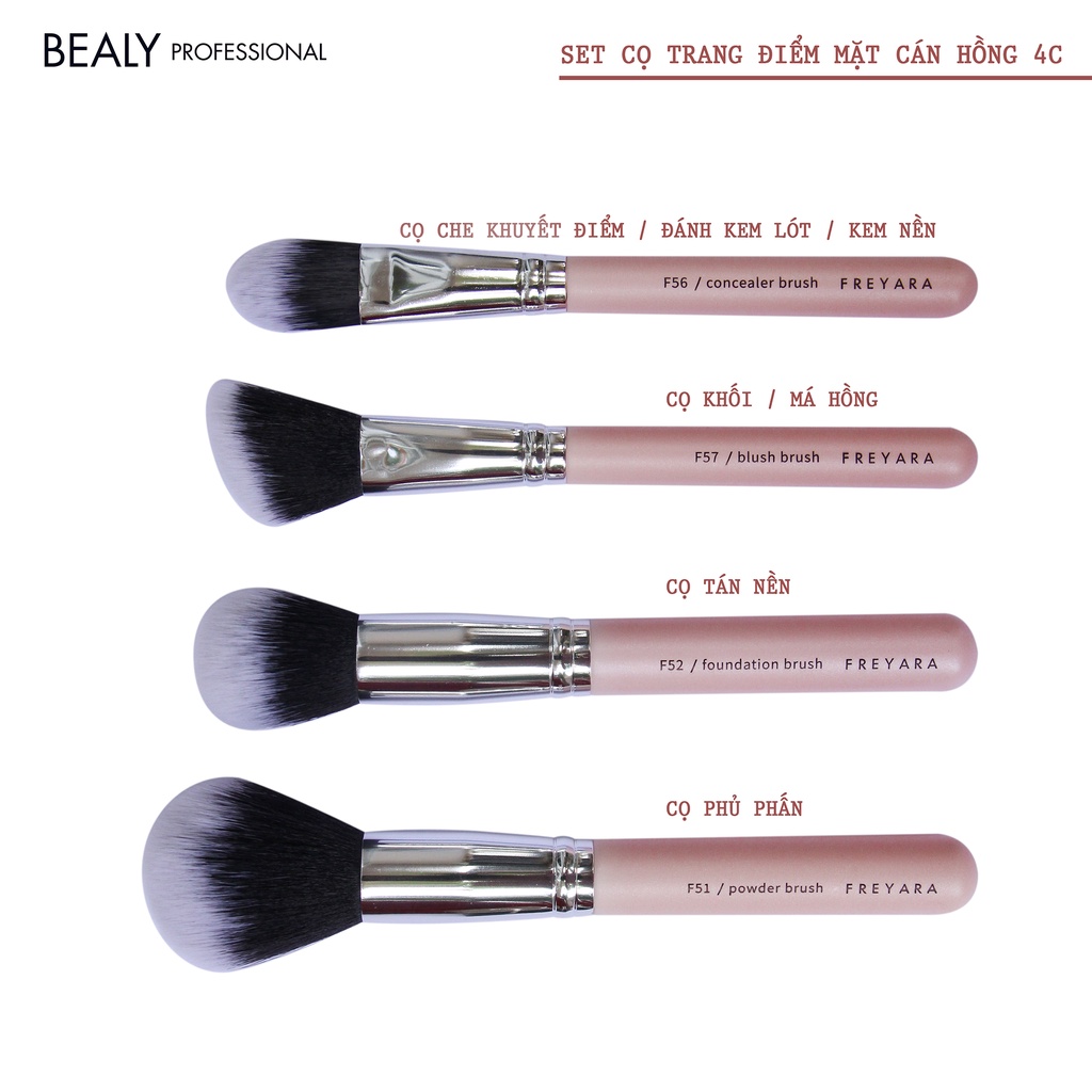 Set Cọ Trang Điểm Mặt Bealy Hồng 4C