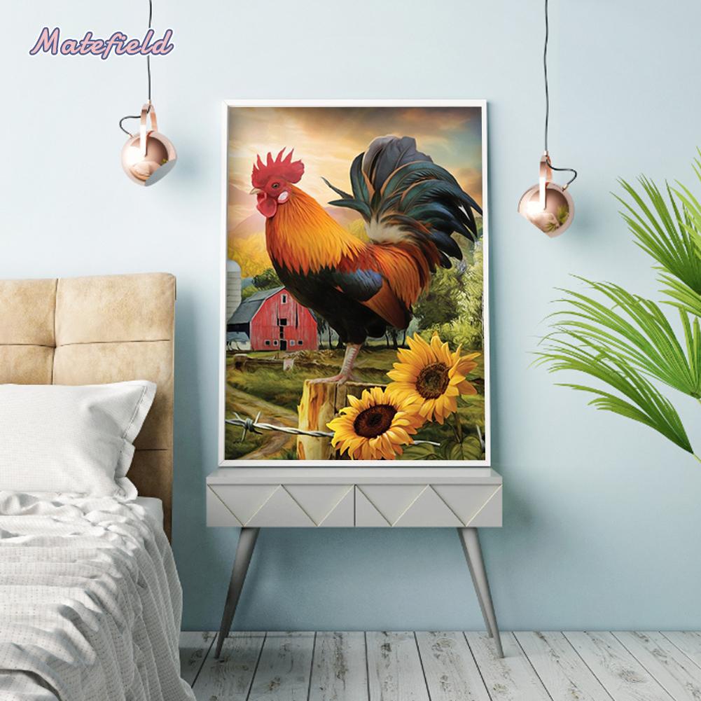 Tranh thêu chữ thập thủ công hình gà trống 11ct